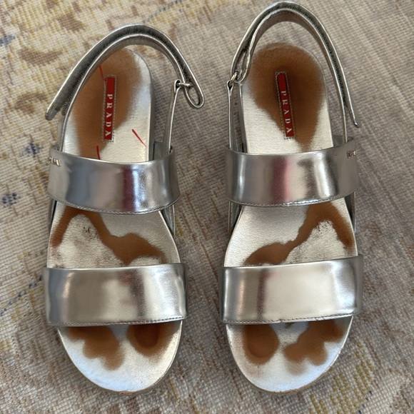 Prada Metallic double-band flat sandal Size 38.5 - Picture 13 of 13